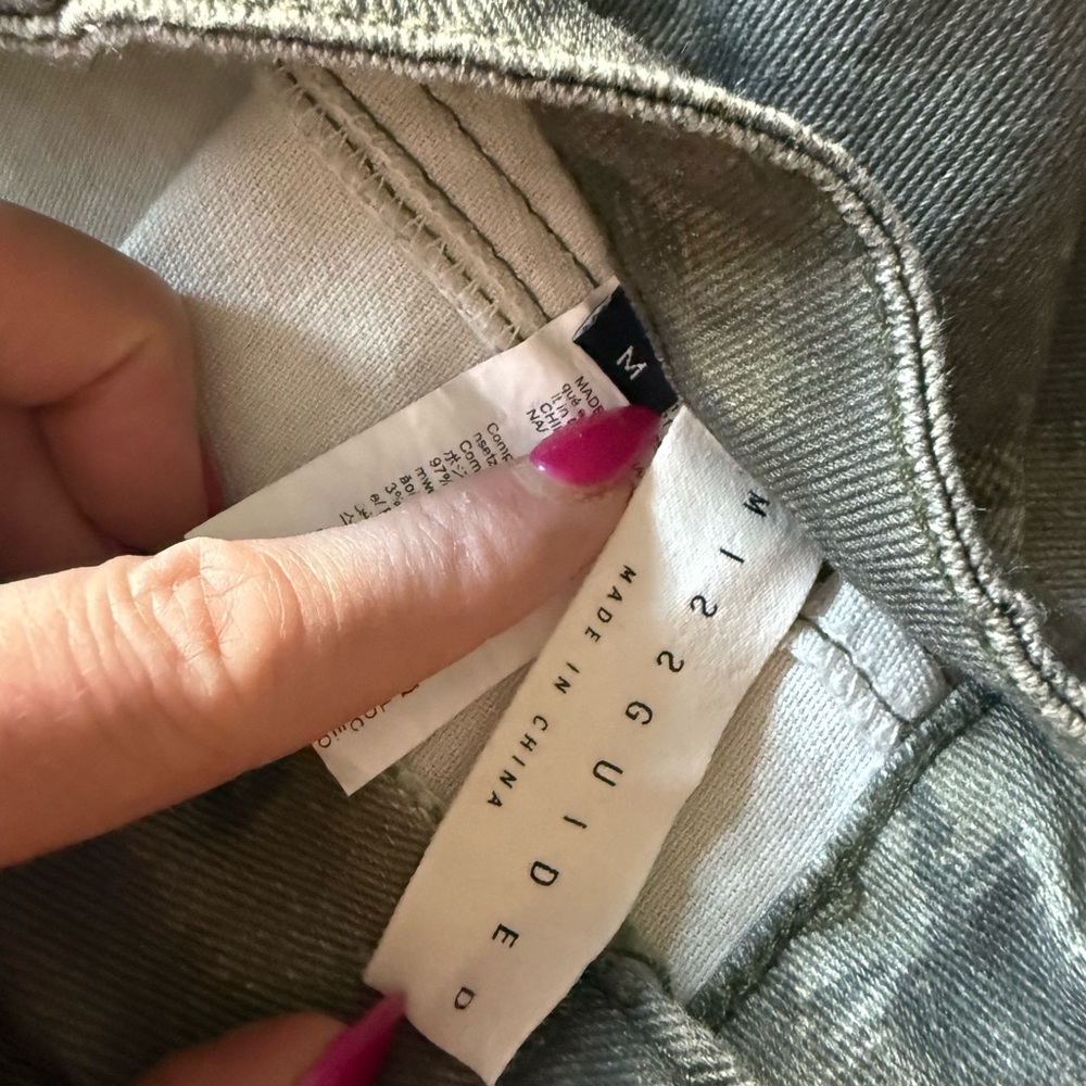 Missguided Olive Camo Print Paneled Wide Leg Jeans - Size: M (6) extra long - Picture 10 of 16